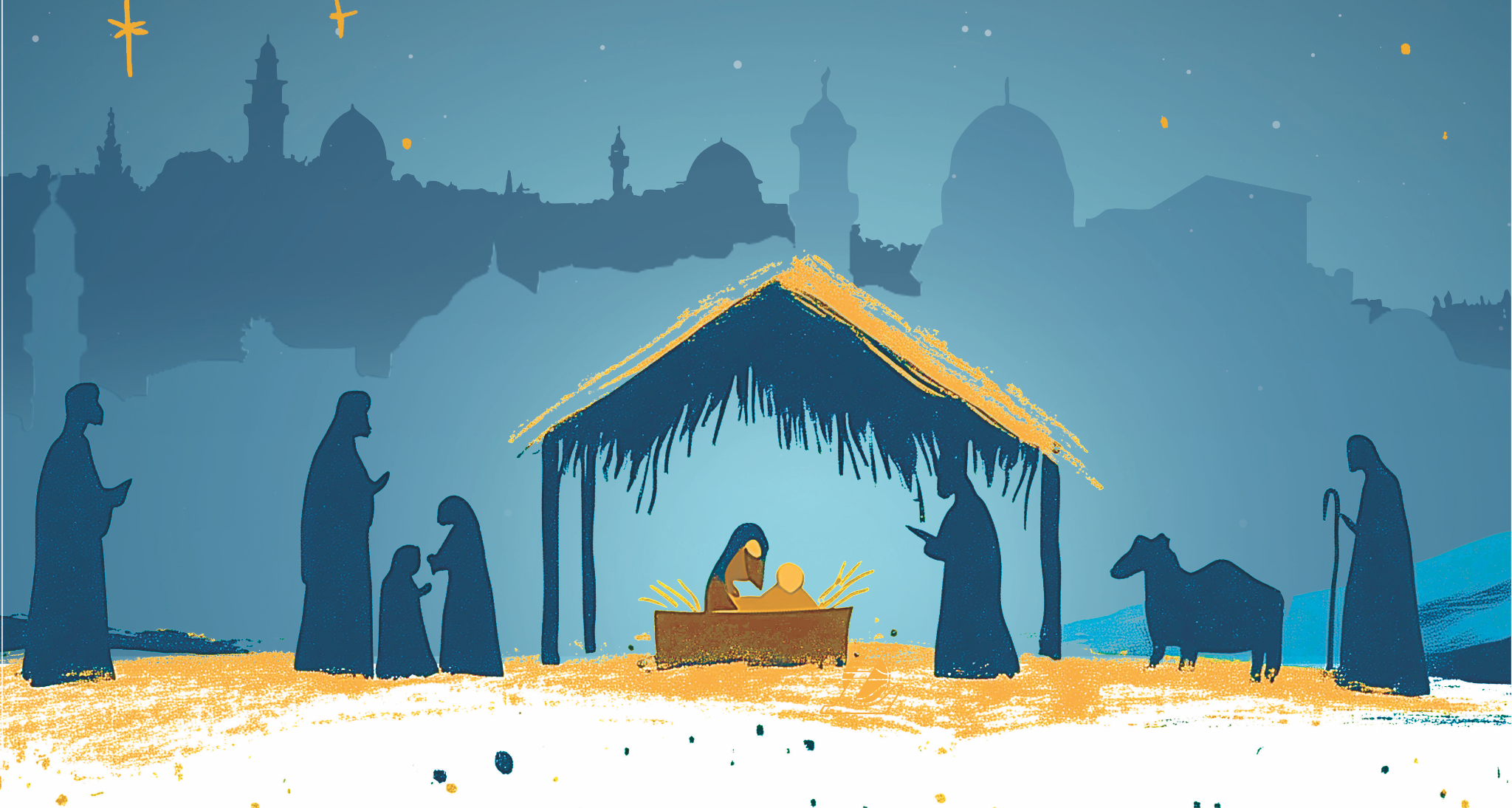 Nativity scene illustration — A Night in Bethlehem